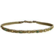 Pulsera Lima Con Piedra Onyx Verde y Bolitas De Oro