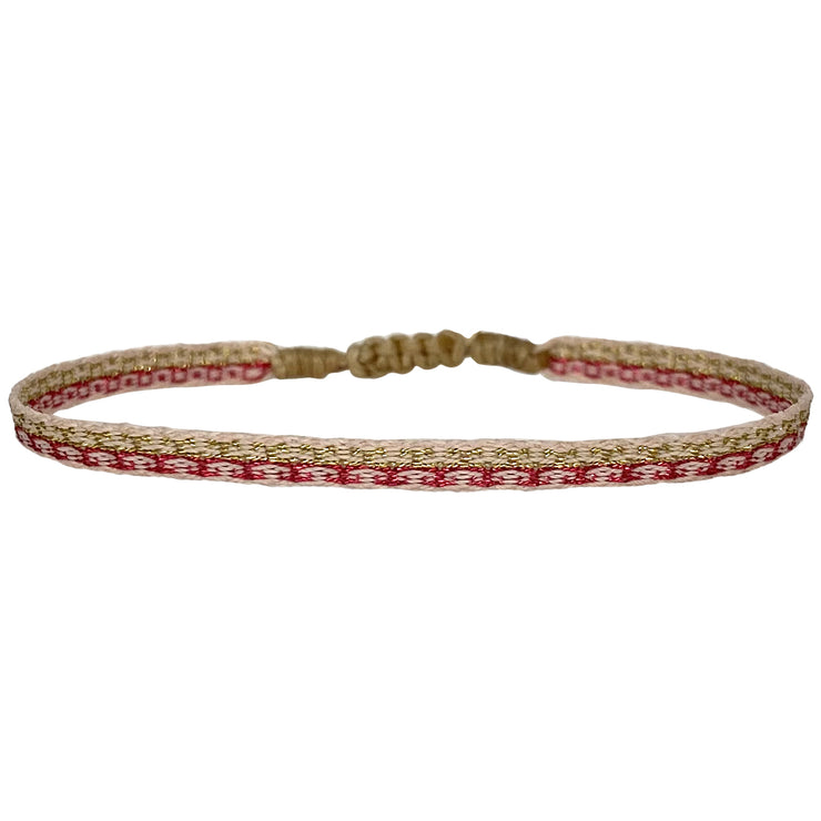 Pulsera Hecha a Mano en Tonos Rosado y Dorado