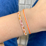 Pulsera Brillante Hecha a Mano en Tonos Naranja y Rosa Neón