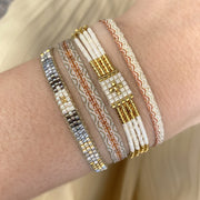 Pulsera Hecha a Mano en Tonos Cobre y Beige
