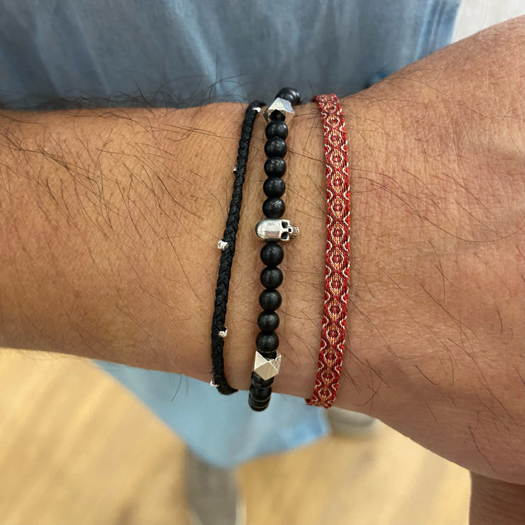 Pulsera Hecha a Mano En Tonos Rojos Para Hombre